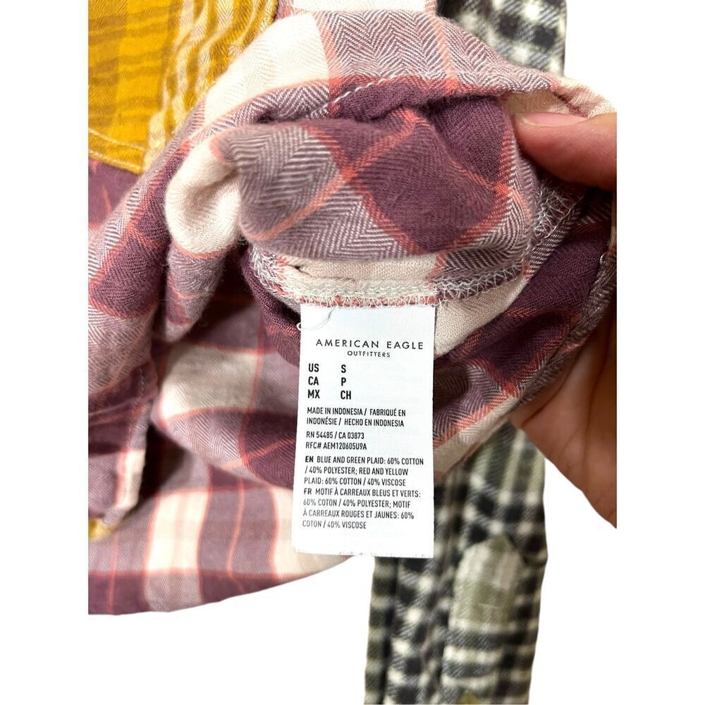 American Eagle Cozy Cabin Cropped Patchwork Plaid… - image 5
